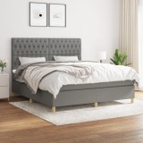 VidaXL Pat box spring cu saltea, gri &icirc;nchis, 180x200 cm, textil 3142594