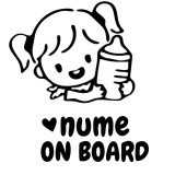 Sticker auto , zBaby On Board, personalizat cu numele fetitei tale , rezistent la exterior