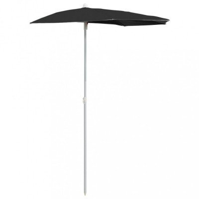 Umbrelă de grădină cu st&amp;acirc;lp, negru, 180x90 cm, semirotundă foto