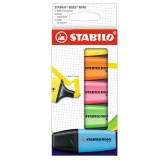 Evidentiator, Highlighter STABILO BOSS, set de 5 culori, galben, portocaliu, roz, verde si albastru - NOU
