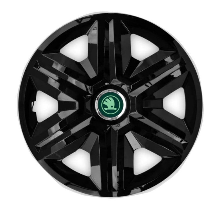 Set 4 Capace Roti pentru Skoda Nou Verde, model Fast Black, R15