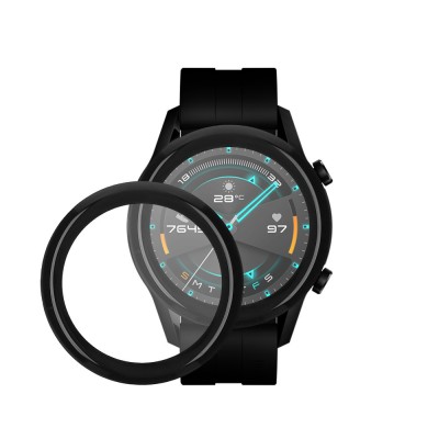 Set 2 Folii de protectie Kwmobile pentru Huawei Watch GT2 (42mm), Transparent/Negru, Polimer, KWM000024VU001C foto