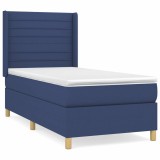 Cumpara ieftin Pat box spring cu saltea, albastru, 100x200 cm, textil