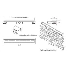 Rigola dus Hydroland Neo Pure, sticla securizata alba, lungime 60 cm