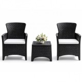 Set mobilier, masa si 2 scaune, pentru gradina, terasa sau balcon, imitatie ratan, JollyMag, SC08