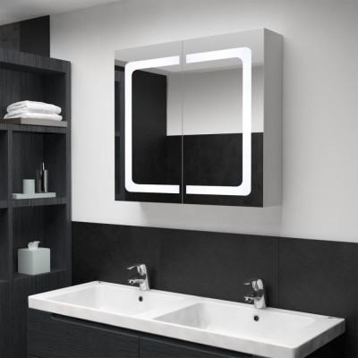 vidaXL Dulap de baie cu oglindă și LED, 80 x 12,2 x 68 cm 285123 foto