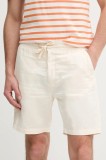 Pepe Jeans pantaloni scurti din in RELAXED LINEN SMART SHORTS culoarea bej, PM801093
