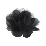 Floare textila din sifon pentru haine, diametru 8 cm, Negru