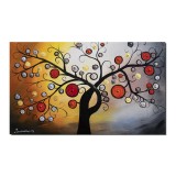 Tablou pictat manual living, dormitor, Copacul vietii 2 - 100x60cm ulei pe panza in relief efect 3D, Fabulos