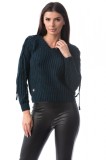 E766-44 Pulover cu decolteu in V si snur in zona umerilor, S/M