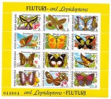 Romania (32) - Fluturi, 1991, 2 blocuri neobliterate si 2 FDC, Romania de la 1950, Fauna