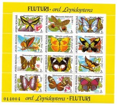 Romania (32) - Fluturi, 1991, 2 blocuri neobliterate si 2 FDC
