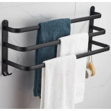 Suport de prosoape pentru baie tip &quot;Mansarda&quot; din aluminiu, lungime 50 cm, culoare Negru Mat, AVEX