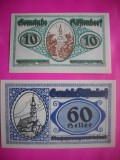 HOPCT BANCNOTA NOTGELD NR 63 - KOFTENDORF - SET 2 BUC -10 SI 60 HELLER 1920 -AUSTRIA-UNC