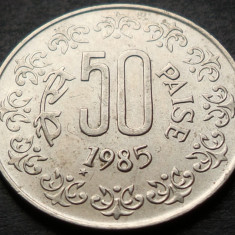 Moneda exotica 50 PAISE - INDIA, anul 1985 * cod 4577 = A.UNC - luciu de batere