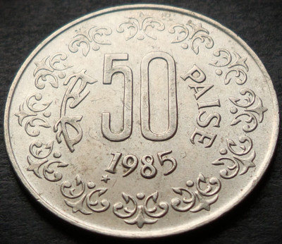 Moneda exotica 50 PAISE - INDIA, anul 1985 * cod 4577 = A.UNC - luciu de batere foto