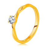 Inel de logodnă din aur galben de 14 K - zirconiu transparent &icirc;n inel - Marime inel: 49