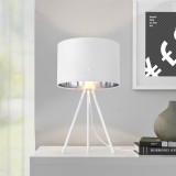 Lampa de masa Metz 1 x E14 alb/argintiu cu trei picioare [lux.pro] HausGarden Leisure