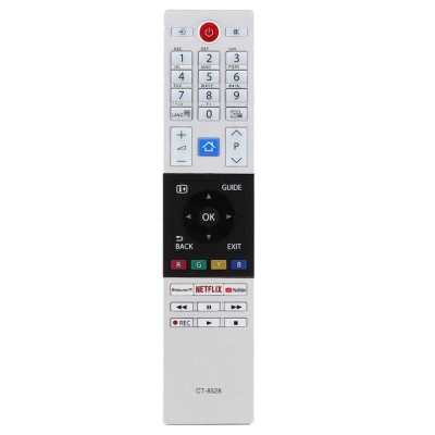Telecomanda CT-8528 pentru LED Toshiba cu Netflix, alba cu functiile telecomenzii originale foto
