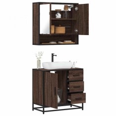 vidaXL Set mobilier de baie, 2 piese, stejar maro, lemn prelucrat 3300929