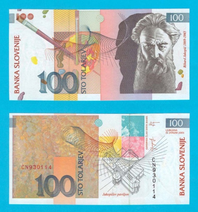 Slovenia (p#31) 100 Tolarjev 2003 UNC &#039;Jakopič&#039; serie: CN930114