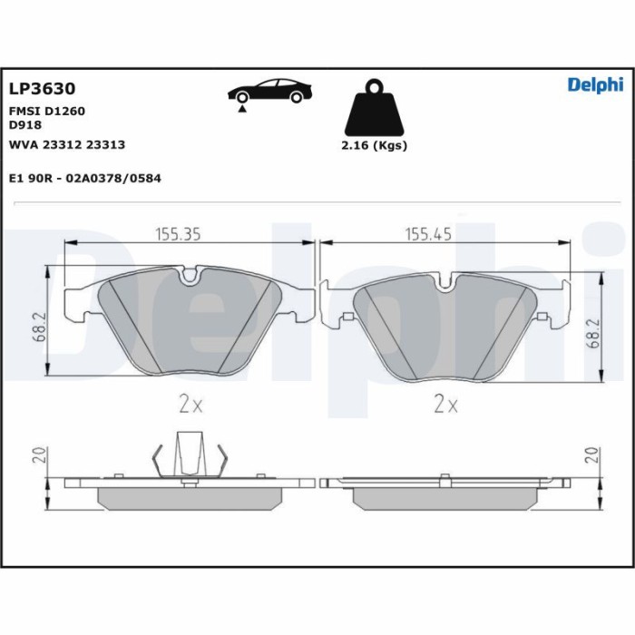 DELPHI LP3630 set placute frana,frana disc