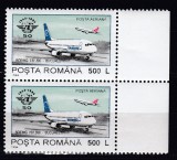 ROMANIA 1994 LP 1350 - 50 DE ANI ORGANIZATIA INTERNATIONALA A AVIATIEI CIVILE (OACI) VALOAREA 500 LEI HARTIE ALBA CRETATA PERECHE STARE MNH