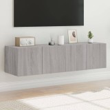 Comodă TV de perete cu LED, 2 buc, gri sonoma, 60x35x31 cm
