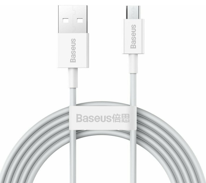 CABLU alimentare si date Baseus Superior, Fast Charging Data Cable pt. smartphone, USB la Micro-USB 2A, 2m, alb &quot;CAMYS-A02&quot; (timbru verde 0.08 lei) -