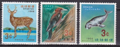 RyuKyu 1966 fauna pasari MI 169-171 MNH foto