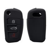 Husa Cheie Auto pentru Audi - 3 Butoane, Silicon, Negru, 41115.01, Kwmobile