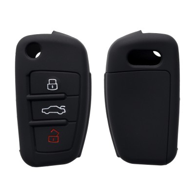 Husa Cheie Auto pentru Audi - 3 Butoane, Silicon, Negru, 41115.01 foto