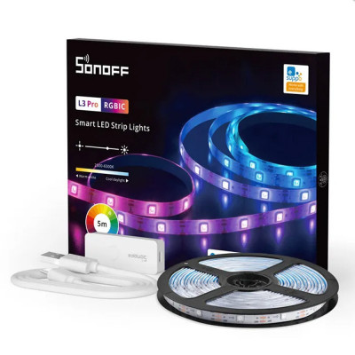 Banda LED Sonoff Wifi RGBIC L3-Pro, 5 m, Smart, Bluetooth, Sincronizare Muzica, Alimentare USB foto