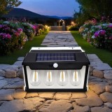 Lampa solara de perete cu 5 becuri LED, montaj pe perete, putere 65W, 3 intensitati de lumina, din ABS, negru