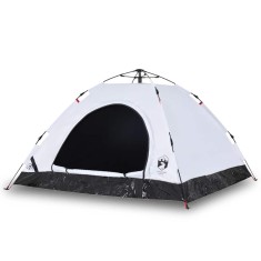 Cort de camping 5 persoane, alb opac, setare rapida, tesatura foto