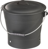 Galeata metalica pentru cenusa cu capac Strend Pro, 8 L, pentru semineu