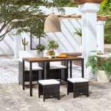 vidaXL Set mobilier de exterior, 5 piese negru, poliratan, lemn acacia 42529