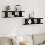 Gossi rafturi de perete 2 buc stejar negru 75x18x20 cm lemn prelucrat