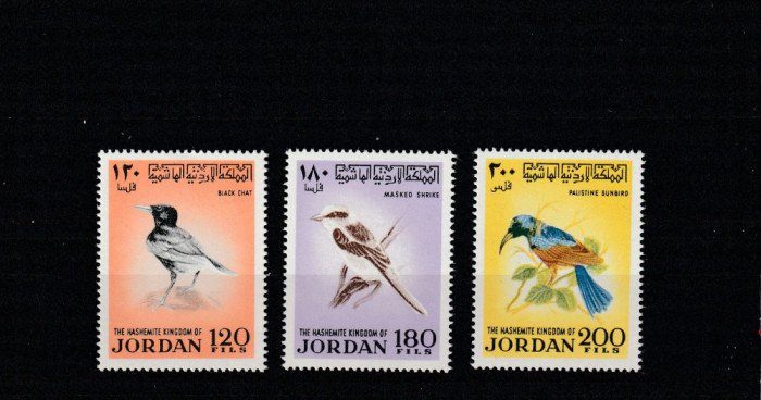 Iordania 1970-Fauna,Pasari,serie 3 valori,MNH,Mi.790-792