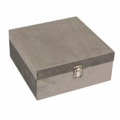 Cutie caseta depozitare pentru bijuterii din catifea, gri, model Gray velvet,... foto