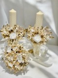 Set buchet, lumanari cu trandafiri criogenati si plante naturale uscate, lumanari tip fagure - Multicolor, Eventissimi&reg;