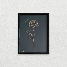 Te iubesc – tablou placat cu aur cu mesaj, 14×19 cm-cod 4307