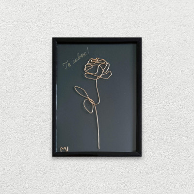 Te iubesc &amp;ndash; tablou placat cu aur cu mesaj, 14&amp;times;19 cm-cod 4307 foto