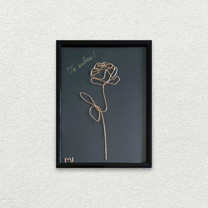 Te iubesc &ndash; tablou placat cu aur cu mesaj, 14&times;19 cm-cod 4307