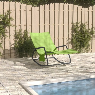 vidaXL Șezlong de plajă, verde, oțel și textilenă 317594 foto