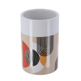 Suport Periuțe Ceramică Design Modern &ndash; Alb / Multicolor