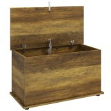 HOMCOM Cufăr de depozitare, băncuță de depozitare cu capac rabatabil și balamale de siguranță, 80 x 40 x 45 cm, Maro | Aosom Romania