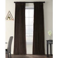 Draperie din catifea cu rejansa din bumbac tip fagure, Madison, 150x220 cm, densitate 700 g/ml, Maro inchis, 1 buc