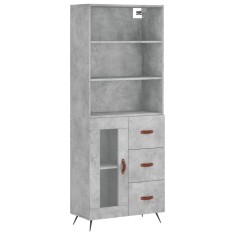 Dulap inalt, gri beton, 69,5x34x180, lemn compozit