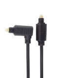 Cablu audio optic Toslink drept/unghi 90 grade T-T 1m Negru, KJTOS3-1, Oem